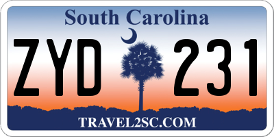 SC license plate ZYD231
