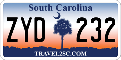 SC license plate ZYD232