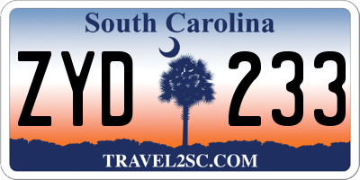 SC license plate ZYD233