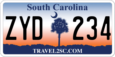 SC license plate ZYD234