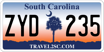 SC license plate ZYD235