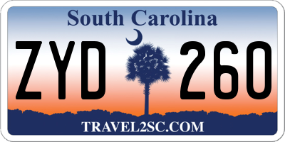 SC license plate ZYD260
