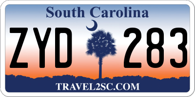 SC license plate ZYD283