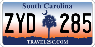 SC license plate ZYD285