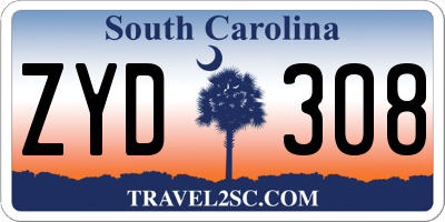 SC license plate ZYD308
