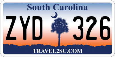 SC license plate ZYD326