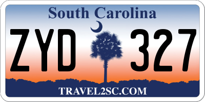 SC license plate ZYD327