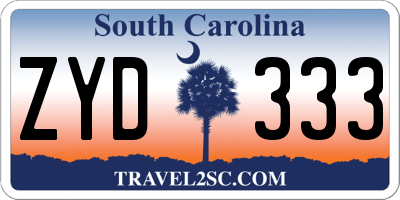 SC license plate ZYD333