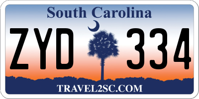 SC license plate ZYD334