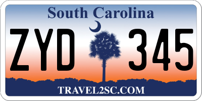 SC license plate ZYD345