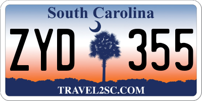 SC license plate ZYD355