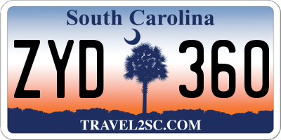 SC license plate ZYD360