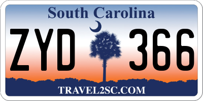 SC license plate ZYD366