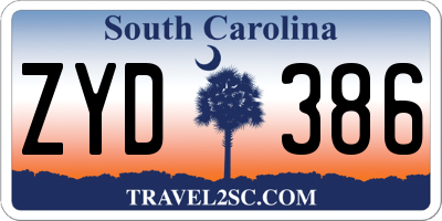 SC license plate ZYD386