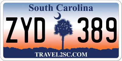 SC license plate ZYD389