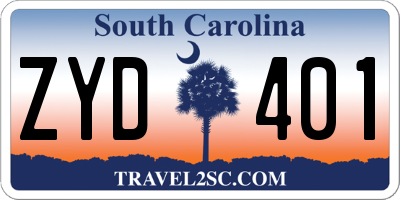 SC license plate ZYD401