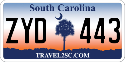 SC license plate ZYD443