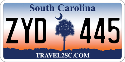 SC license plate ZYD445