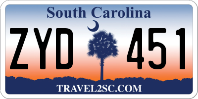 SC license plate ZYD451