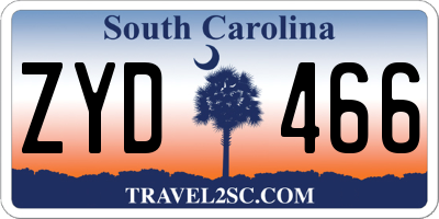 SC license plate ZYD466