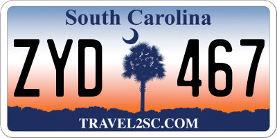 SC license plate ZYD467
