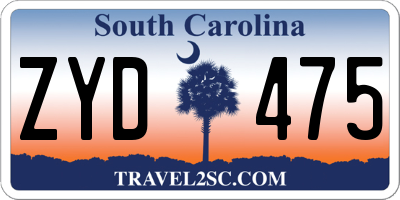 SC license plate ZYD475
