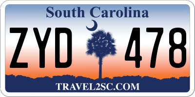SC license plate ZYD478