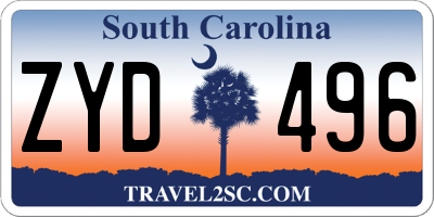 SC license plate ZYD496