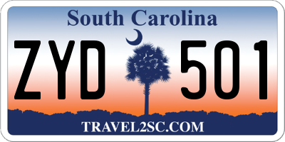 SC license plate ZYD501
