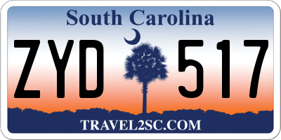 SC license plate ZYD517