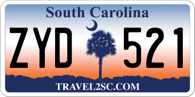 SC license plate ZYD521
