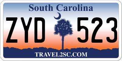 SC license plate ZYD523