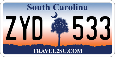 SC license plate ZYD533