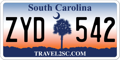 SC license plate ZYD542