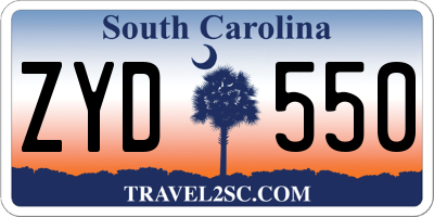 SC license plate ZYD550