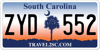 SC license plate ZYD552
