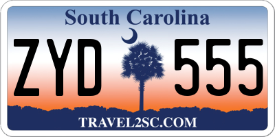 SC license plate ZYD555