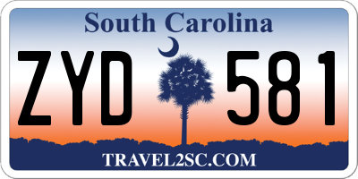 SC license plate ZYD581