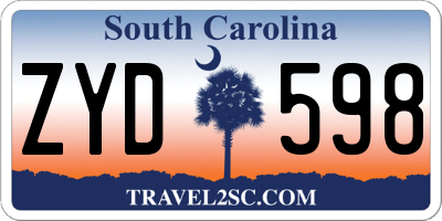 SC license plate ZYD598