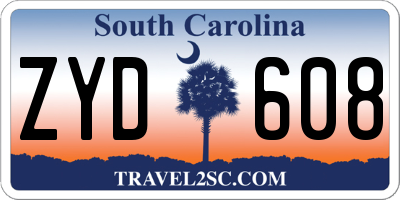 SC license plate ZYD608