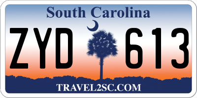 SC license plate ZYD613
