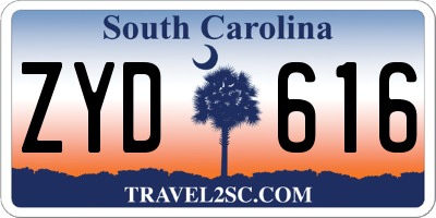 SC license plate ZYD616