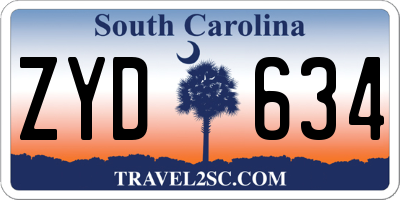 SC license plate ZYD634