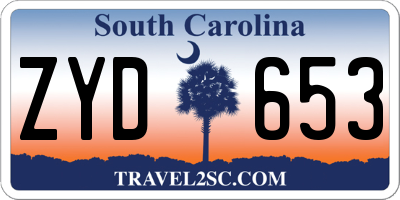 SC license plate ZYD653