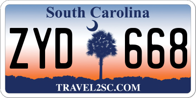 SC license plate ZYD668