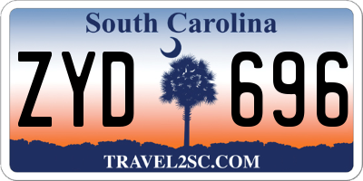 SC license plate ZYD696