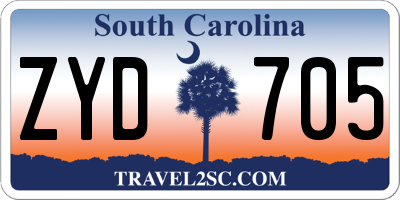 SC license plate ZYD705