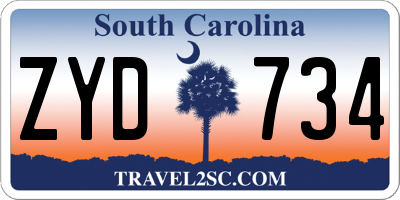 SC license plate ZYD734