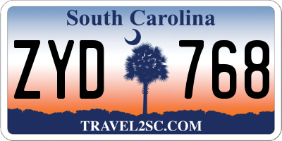 SC license plate ZYD768