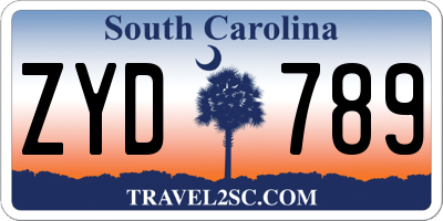 SC license plate ZYD789